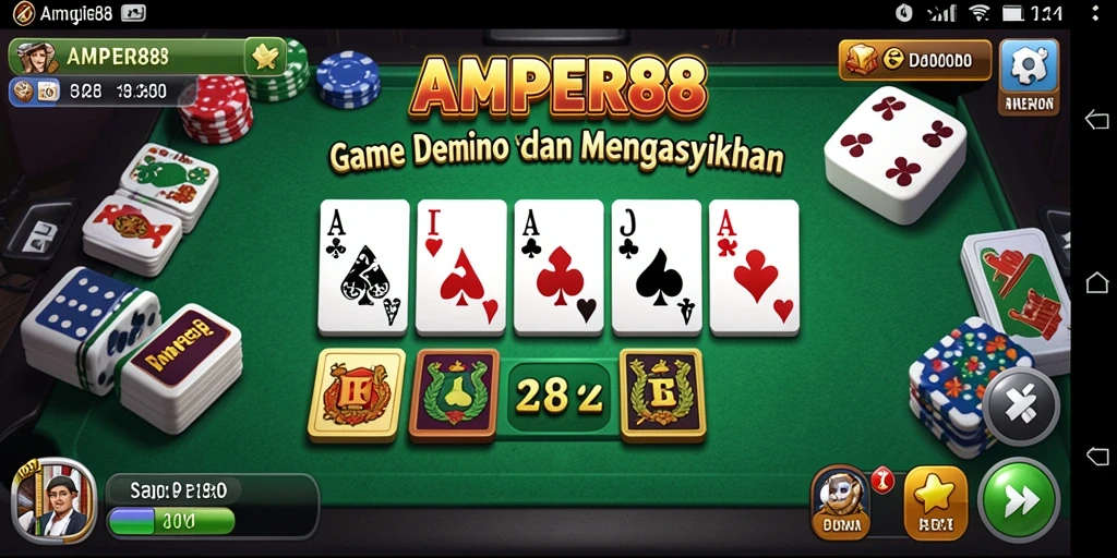 Screenshot gameplay AMPER88 yang menampilkan suasana seru bermain domino.