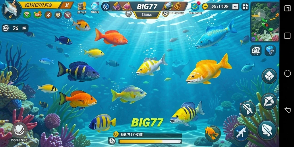 Tampilan gameplay Tembak Ikan yang penuh warna di BIG77.