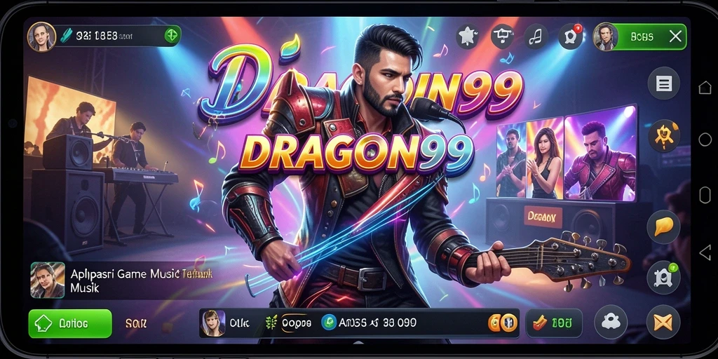 Screenshot permainan DRAGON99 menampilkan momen seru saat bermain musik.