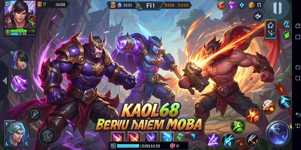 Tampilan gameplay MOBA yang seru dan mendebarkan di KAOL68.
