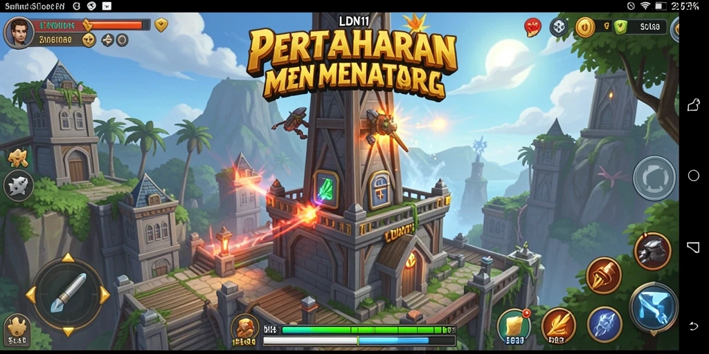 Tampilan gameplay LDN11 dengan aksi menara pertahanan yang mendebarkan.